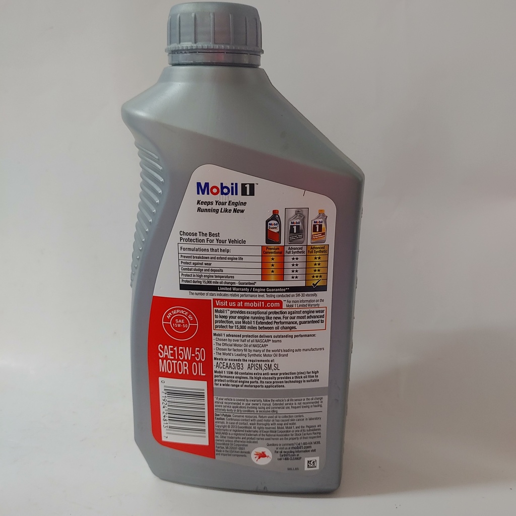 Engine oil, Mobil1, sn 15w-50, 1 litter